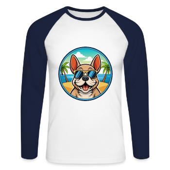 Chien Francais Dog Breed Cartoon Sunglasses Beach - Unisex Long Sleeve Baseball T-Shirt - white/navy - Front - Nik (191cm)