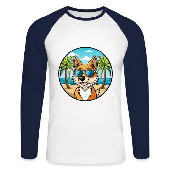 Cimarron Uruguayo Dog Breed Cartoon Sunglass Beach - Unisex Long Sleeve Baseball T-Shirt - white/navy - Front - Nik (191cm)