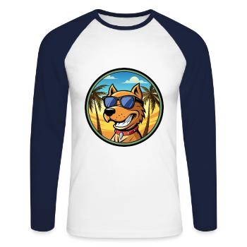 Kanarische Warren Hound Hunderasse Cartoon Sonnenbrille - Unisex Baseballshirt langarm - Weiß/Navy - Vorne - Nik (191cm)