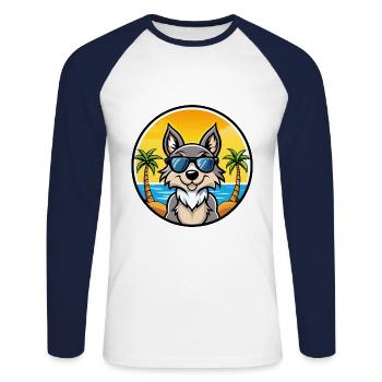 Czechoslovak Wolfdog Breed Cartoon Sunglass Beach - Unisex Long Sleeve Baseball T-Shirt - white/navy - Front - Nik (191cm)