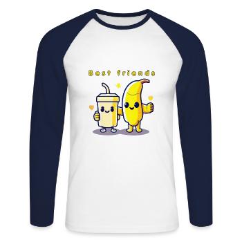 Meilleurs ami - T-shirt baseball manches longues Homme - blanc/marine - Devant - Nik (191cm)