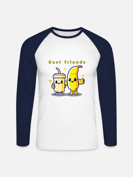 Beste Freunde - Unisex Baseballshirt langarm - Weiß/Navy