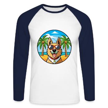 Bucovine Berger Race Dessin Animé Lunettes De Soleil Plage - T-shirt baseball manches longues Homme - blanc/marine - Devant - Nik (191cm)