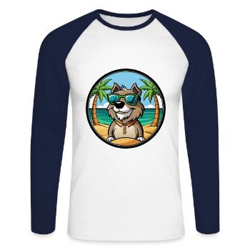 Lunettes de soleil Gascon Saintongeois Dog Breed Cartoon - T-shirt baseball manches longues Homme - blanc/marine - Devant - Nik (191cm)