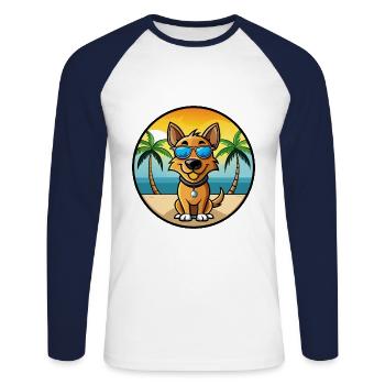 Jamthund Dog Breed Cartoon Sunglasses Beach - Unisex Long Sleeve Baseball T-Shirt - white/navy - Front - Nik (191cm)
