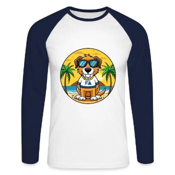 Brasileiro Chien Race Dessin Animé Lunettes De Soleil Plage - T-shirt baseball manches longues Homme - blanc/marine - Devant - Nik (191cm)