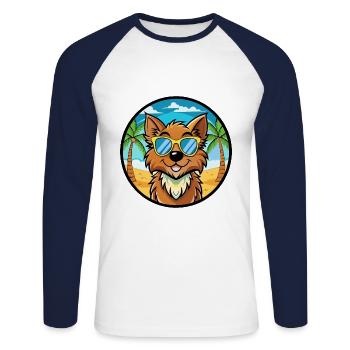 Griffon Nivernais Dog Breed Cartoon Sunglass Beach - Unisex Long Sleeve Baseball T-Shirt - white/navy - Front - Nik (191cm)