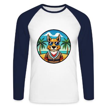 Hare Indian Dog Breed Cartoon Sunglasses Beach - Unisex Long Sleeve Baseball T-Shirt - white/navy - Front - Nik (191cm)