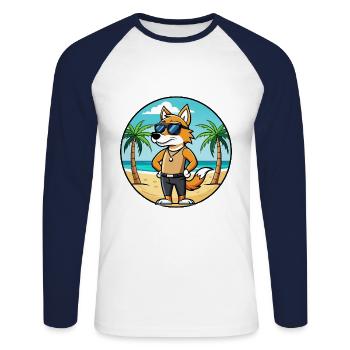English Foxhound Dog Breed Cartoon Sunglass Beach - Unisex Long Sleeve Baseball T-Shirt - white/navy - Front - Nik (191cm)