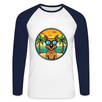 Jagdterrier Dog Breed Cartoon Sunglasses Beach - Unisex Long Sleeve Baseball T-Shirt - white/navy - Front - Nik (191cm)