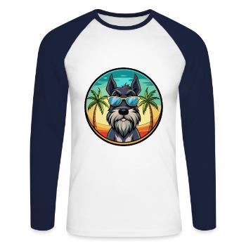 Giant Schnauzer Dog Breed Cartoon Sunglasses Beach - Unisex Long Sleeve Baseball T-Shirt - white/navy - Front - Nik (191cm)