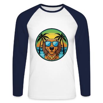 Gordon Setter Dog Breed Cartoon Sunglasses Beach - Unisex Long Sleeve Baseball T-Shirt - white/navy - Front - Nik (191cm)