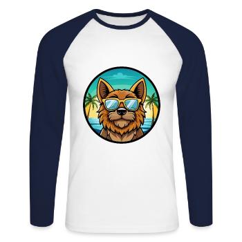 Griffon Bruxellois Hunderasse Cartoon Sonnenbrille - Unisex Baseballshirt langarm - Weiß/Navy - Vorne - Nik (191cm)