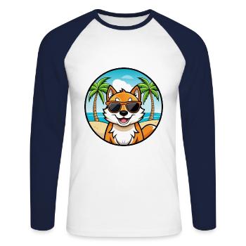 Kishu Ken Hunderasse Cartoon Sonnenbrille Strand - Unisex Baseballshirt langarm - Weiß/Navy - Vorne - Nik (191cm)