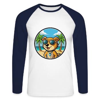 Kanni Chien Race Dessin Animé Lunettes De Soleil Plage - T-shirt baseball manches longues Homme - blanc/marine - Devant - Nik (191cm)