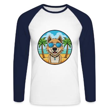Kuchi Afghan Shepard Dog Breed Cartoon Sunglasses - Unisex Long Sleeve Baseball T-Shirt - white/navy - Front - Nik (191cm)