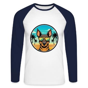 Manchester Terrier Hunderasse Cartoon Sonnenbrille - Unisex Baseballshirt langarm - Weiß/Navy - Vorne - Nik (191cm)