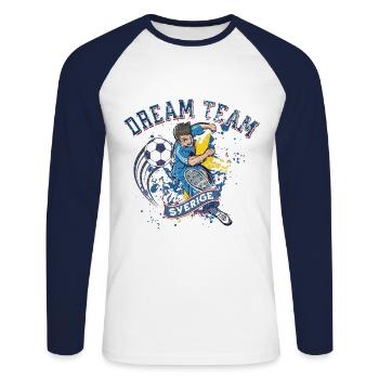 Dreamteam Sverige - Unisex Baseballshirt langarm - Weiß/Navy - Vorne - Nik (191cm)