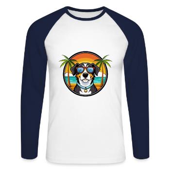 Entlebucher Mountain Dog Breed Cartoon Sunglasses - Unisex Long Sleeve Baseball T-Shirt - white/navy - Front - Nik (191cm)