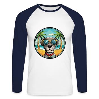 Alte dänische Pointer Hunderasse Cartoon Sonnenbrille - Unisex Baseballshirt langarm - Weiß/Navy - Vorne - Nik (191cm)