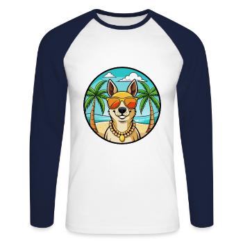 Lunettes de soleil péruviennes Inca Orchid Dog Breed Cartoon - T-shirt baseball manches longues Homme - blanc/marine - Devant - Nik (191cm)