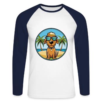 Lunettes de soleil polonaises de race de chien de chasse - T-shirt baseball manches longues Homme - blanc/marine - Devant - Nik (191cm)