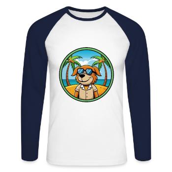 Poitevin Hound Dog Breed Cartoon Sunglasses Beach - Unisex Long Sleeve Baseball T-Shirt - white/navy - Front - Nik (191cm)