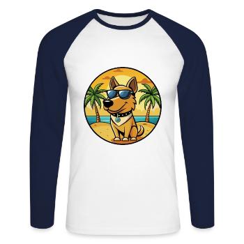 Polonais Chien De Chasse Race Dessin Animé Lunettes De Soleil Plage - T-shirt baseball manches longues Homme - blanc/marine - Devant - Nik (191cm)