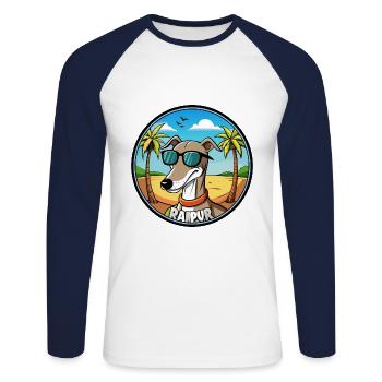 Rampur Windhund Hunderasse Cartoon Sonnenbrille Strand - Unisex Baseballshirt langarm - Weiß/Navy - Vorne - Nik (191cm)