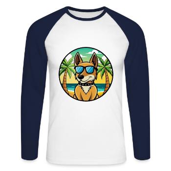 Portugiesische Cattle Dog Rasse Cartoon Sonnenbrille Strand - Unisex Baseballshirt langarm - Weiß/Navy - Vorne - Nik (191cm)