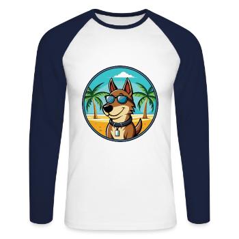 Prazsky Krysarik Hunderasse Cartoon Sonnenbrille Strand - Unisex Baseballshirt langarm - Weiß/Navy - Vorne - Nik (191cm)