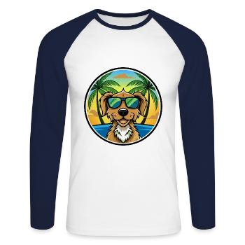 Saint Usuge Spaniel Hunderasse Cartoon Sonnenbrille - Unisex Baseballshirt langarm - Weiß/Navy - Vorne - Nik (191cm)