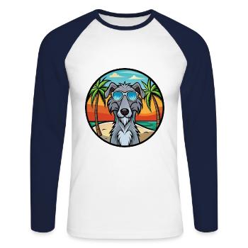 Scottish Deerhound Dog Breed Cartoon Sunglasses - Unisex Long Sleeve Baseball T-Shirt - white/navy - Front - Nik (191cm)
