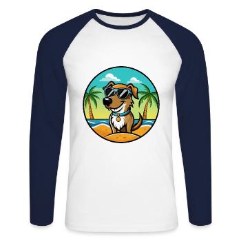 Schweizer Laufhund Dog Breed Cartoon Sunglasses - Unisex Long Sleeve Baseball T-Shirt - white/navy - Front - Nik (191cm)