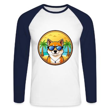 Shih Poo Hunderasse Cartoon Sonnenbrille Strand - Unisex Baseballshirt langarm - Weiß/Navy - Vorne - Nik (191cm)