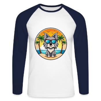 Skye Terrier Hunderasse Cartoon Sonnenbrille Strand - Unisex Baseballshirt langarm - Weiß/Navy - Vorne - Nik (191cm)