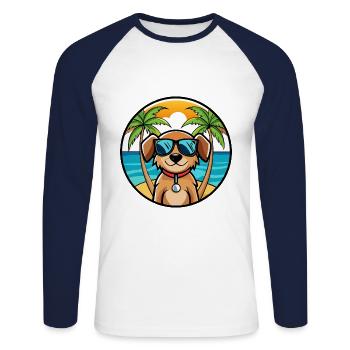 Smalandsstovare Hunderasse Cartoon Sonnenbrille Strand - Unisex Baseballshirt langarm - Weiß/Navy - Vorne - Nik (191cm)
