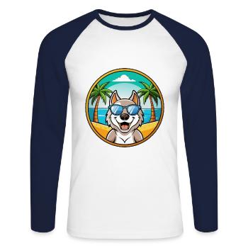 Lunettes de soleil de plage de race de chien de race de chien slovaque - T-shirt baseball manches longues Homme - blanc/marine - Devant - Nik (191cm)