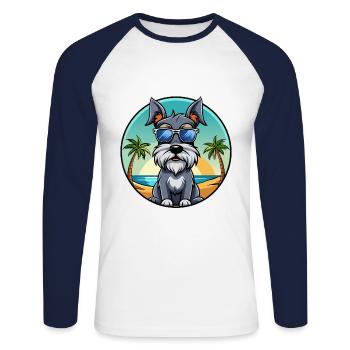 Standard Schnauzer Hunderasse Cartoon Sonnenbrille - Unisex Baseballshirt langarm - Weiß/Navy - Vorne - Nik (191cm)
