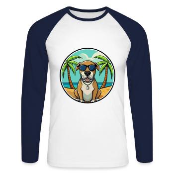 Spanish Mastiff Dog Breed Cartoon Sunglasses Beach - Unisex Long Sleeve Baseball T-Shirt - white/navy - Front - Nik (191cm)