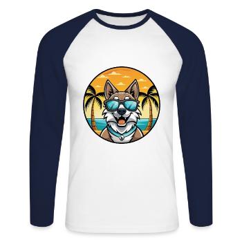Tamaskan Dog Breed Cartoon Sunglasses Beach - Unisex Long Sleeve Baseball T-Shirt - white/navy - Front - Nik (191cm)