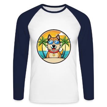 Schäferhund Rasse Cartoon Sonnenbrille Strand - Unisex Baseballshirt langarm - Weiß/Navy - Vorne - Nik (191cm)
