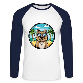 Tosa Hunderasse Cartoon Sonnenbrille Strand - Unisex Baseballshirt langarm - Weiß/Navy - Vorne - Nik (191cm)