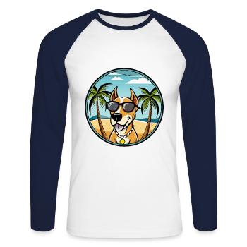 Transsilvanischer Windhund Rasse Cartoon Sonnenbrille - Unisex Baseballshirt langarm - Weiß/Navy - Vorne - Nik (191cm)