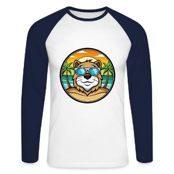 Tahltan Bear Dog Breed Cartoon Sunglasses Beach - Unisex Long Sleeve Baseball T-Shirt - white/navy - Front - Nik (191cm)