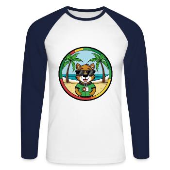 Portuguese Watchdog Breed Cartoon Sunglasses Beach - Unisex Long Sleeve Baseball T-Shirt - white/navy - Front - Nik (191cm)