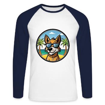Lunettes de soleil uruguayennes Cimarron Dog Breed Cartoon - T-shirt baseball manches longues Homme - blanc/marine - Devant - Nik (191cm)