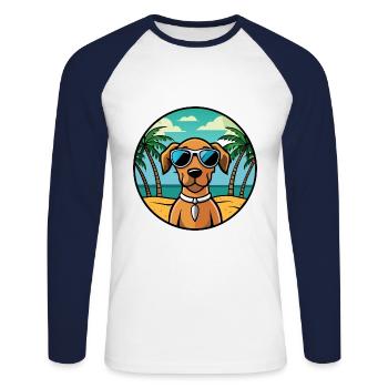 Vizsla Dog Breed Cartoon Sunglasses Beach - Unisex Long Sleeve Baseball T-Shirt - white/navy - Front - Nik (191cm)