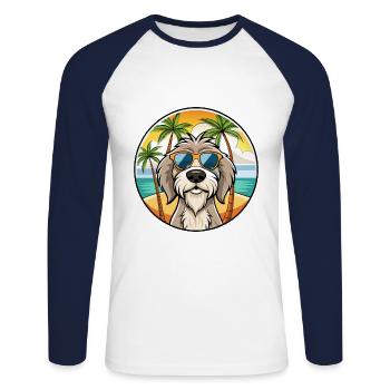 Spinone Italiano Dog Breed Cartoon Sunglass Beach - Unisex Long Sleeve Baseball T-Shirt - white/navy - Front - Nik (191cm)