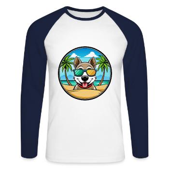 Alopekis Dog Breed Cartoon Sunglasses Beach - Unisex Long Sleeve Baseball T-Shirt - white/navy - Front - Nik (191cm)